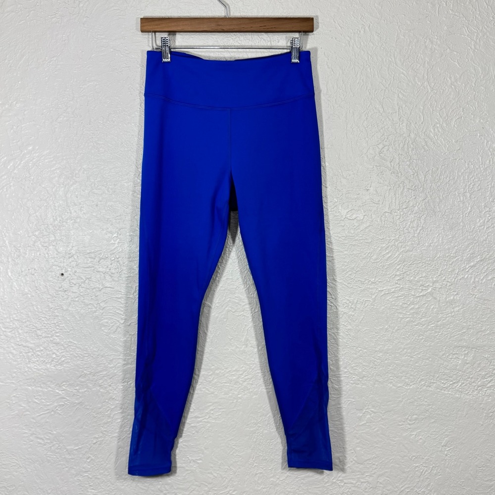 Yvette Leggings Large Royal Blue Mesh Compression Hi‎ Rise Tennis Prep Yoga Gym
